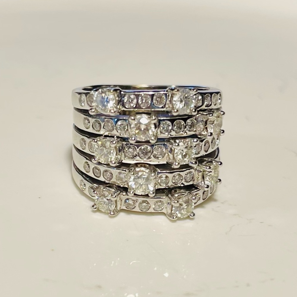 Designer Heirloom Quality 1.5 TCW of full cut diamonds copyrighted© ring 14K WG - Picture 7 of 17
